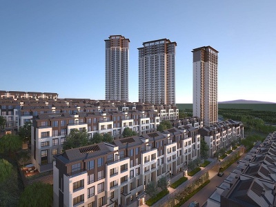 3d新中式新亚洲多层住宅模型