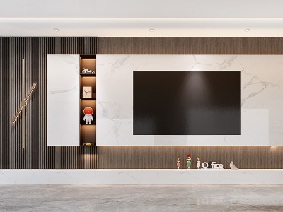 现代电视背景墙模型