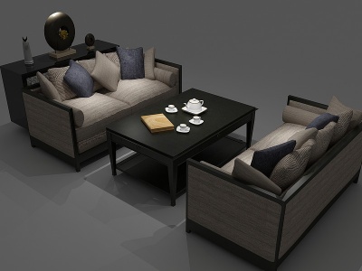 3d中式餐桌餐桌椅卡座模型