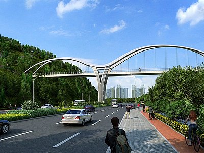 3d现代桥梁景观桥人行天桥模型