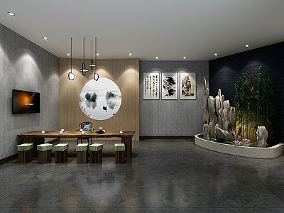3d新中式休闲茶室模型