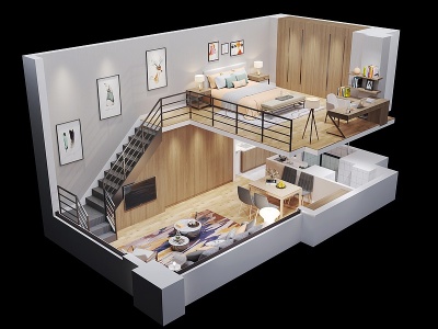 3d现代公寓客厅模型