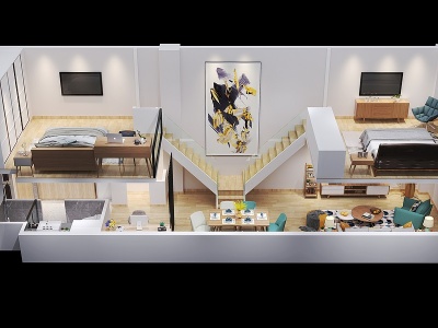 3d现代公寓客厅模型