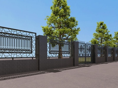 现代庭院栏杆围墙模型3d模型