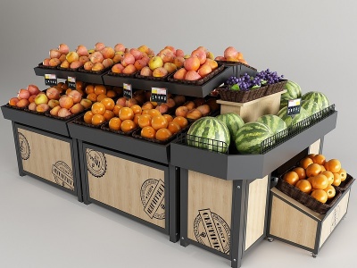 C4D現代蔬菜水果貨架模型模型