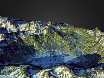 现代融山湖大山模型