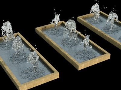 3d现代景观喷泉水景模型