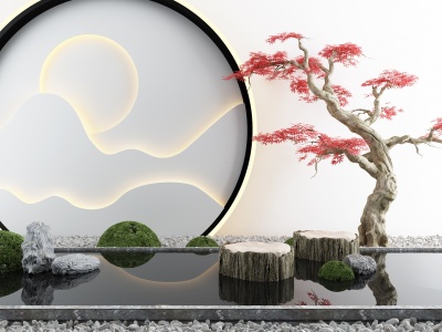 新中式庭院景观小品水景模型3d模型
