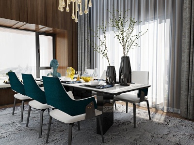 现代轻奢餐桌椅组合模型3d模型