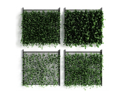 3d现代绿植墙铁丝网模型