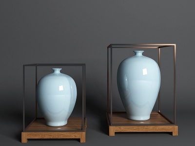 3d新中式瓷器摆件花瓶玉器模型
