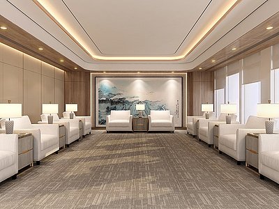 3d新中式接待室会客室会议室模型