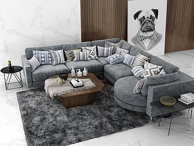 3d现代双人沙发皮沙发模型
