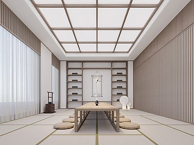 3d新中式办公禅意茶室模型