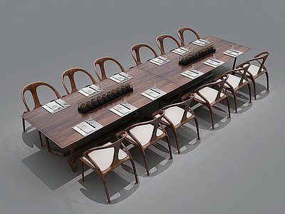 新中式会议桌模型3d模型