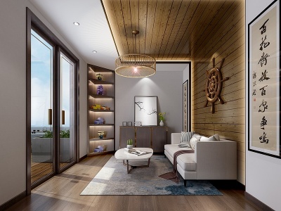 3d新中式休闲室模型