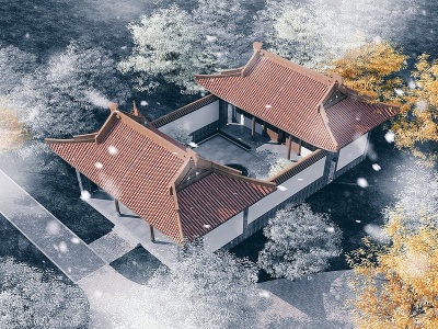 3d中式寺庙模型