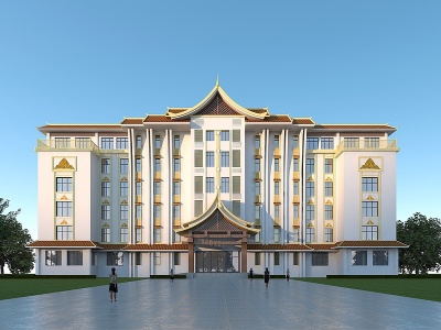 3d版纳酒店版纳行政办公楼模型