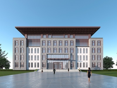 3d新中式行政办公楼模型