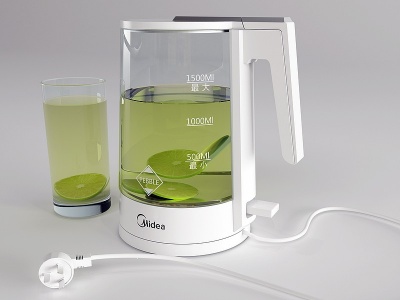 3d现代电水壶玻璃杯模型