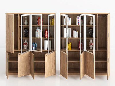 3d现代书柜文件柜高柜模型
