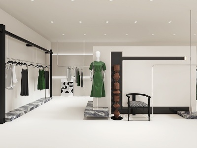 3d黑白风服装店模型