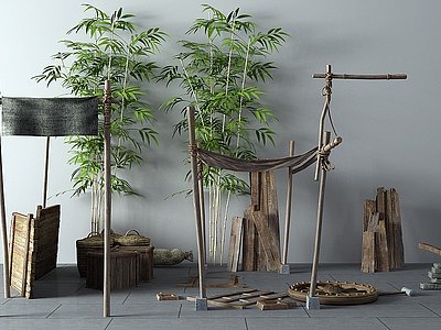新中式竹子景观小品模型3d模型