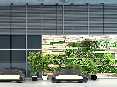 3d现代绿植植物墙模型