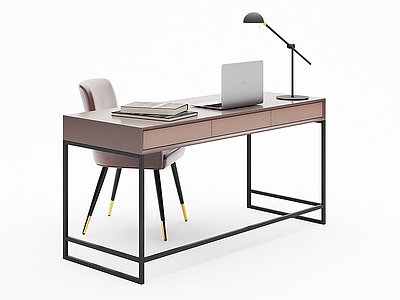 现代书桌椅组合模型