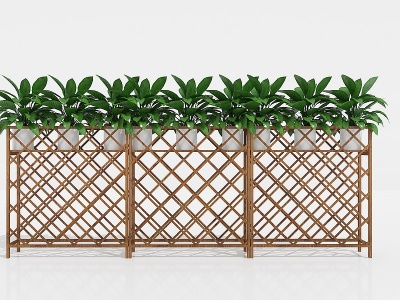 3d现代花架实木围栏栅栏模型
