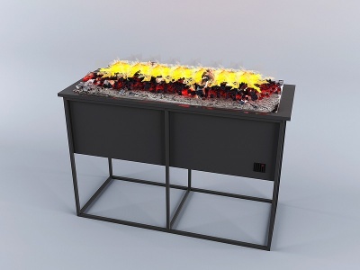 3d工业LOFT烤炉烤箱炭火模型