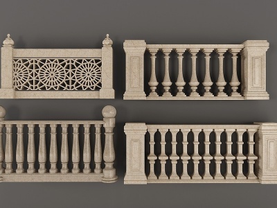 欧式雕花宝瓶栏杆模型3d模型