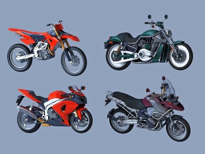 摩托車組合模型3d模型