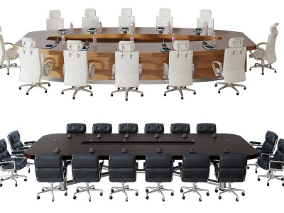 3d现代会议桌椅组合模型