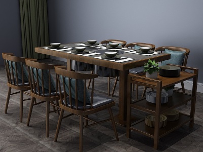 中式餐桌餐桌椅饭桌咖啡桌模型3d模型