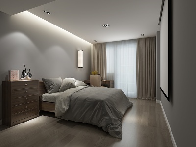 现代简约卧室模型3d模型