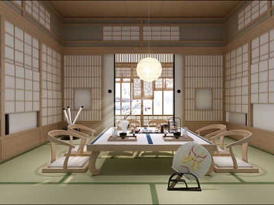 3d日式禅意日式茶室榻榻米模型