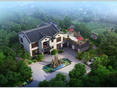 新中式独栋别墅模型