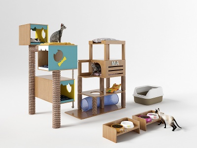 宠物猫爬架猫窝猫别墅猫砂模型3d模型
