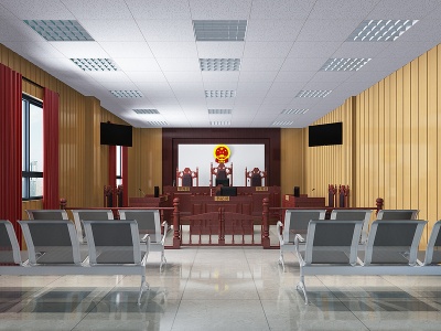 3d现代法院判案室大厅安检门模型