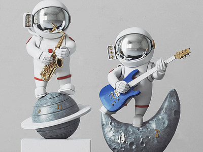 现代太空人雕塑模型3d模型