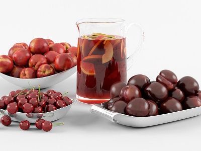 3d水果玻璃杯餐桌摆件模型