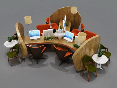 3d北欧办公桌椅模型
