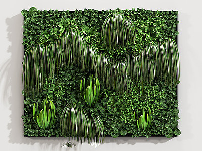 3d北欧现代绿色植物墙模型