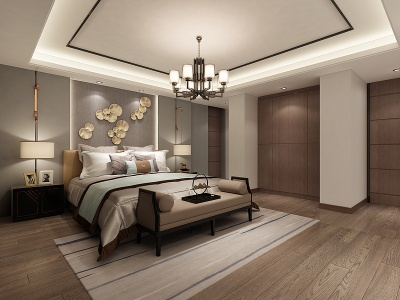 3d新中式休息室模型