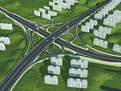 3d道路高速公路马路立交桥模型