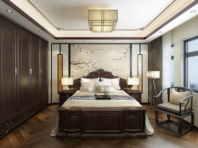 中式主卧卧室空间模型3d模型
