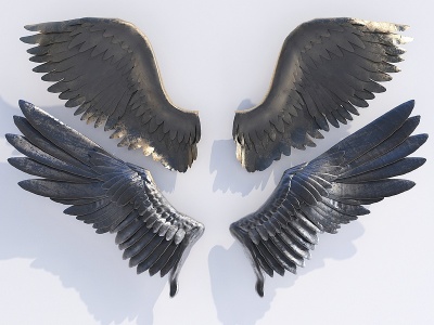 3d现代翅膀雕塑模型