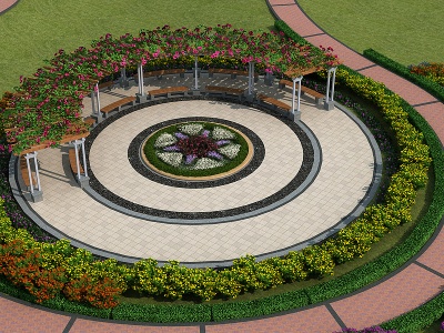 花架廊架爬藤藤蔓中庭景观模型3d模型