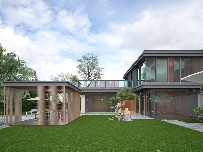现代居家庭院模型3d模型